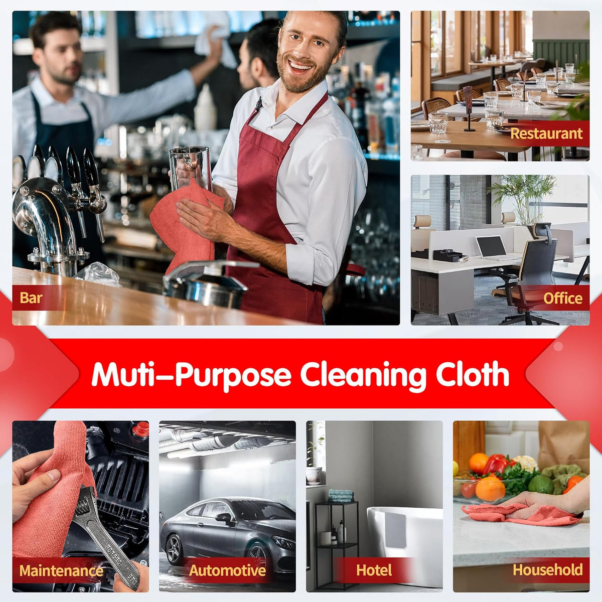 FIXSMITH Microfiber Cleaning Cloth - Pack of 50, Microfiber Towels for Cars 16 x 12 in, Highly Absorbent Cleaning Rags, Lint-Free, Streak-Free Cleaning Cloths for Car Kitchen Home Office