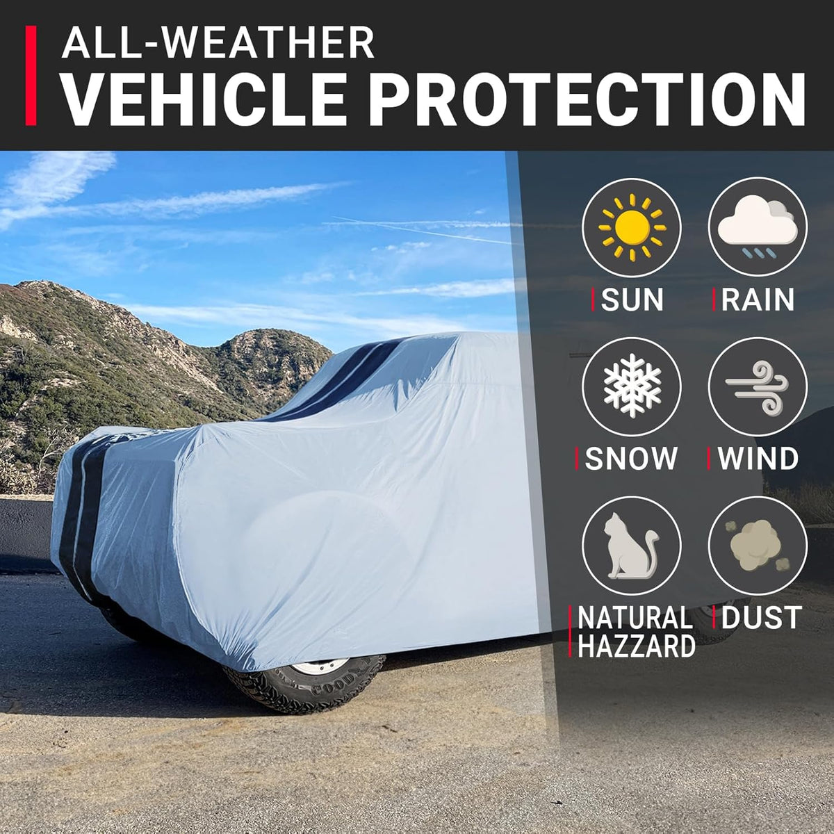 iCarCover 15-Layer Car Cover Waterproof All Weather | Premium Quality Car Covers for Automobiles, UV Protection, El Camino, Impala, Bel Air, Monte Carlo, Galaxie, Charger, Size C21 (See Size Chart) - Colors C