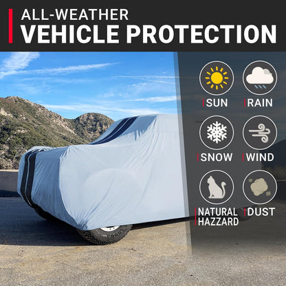 iCarCover 15-Layer Car Cover Waterproof All Weather | Premium Quality Car Covers for Automobiles, UV Protection, El Camino, Impala, Bel Air, Monte Carlo, Galaxie, Charger, Size C21 (See Size Chart) - Colors C