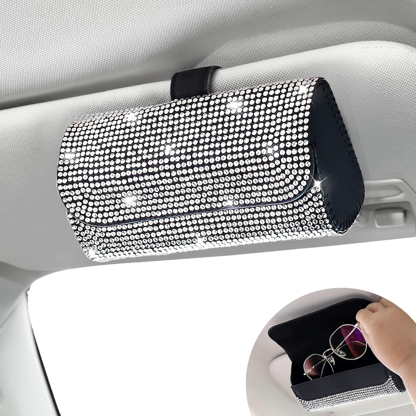 Accmor Sunglasses Holder for Car Sun Visor, Auto Eyeglasses Protective Storage Case, Vehicle Visor Accessories Organizer Box