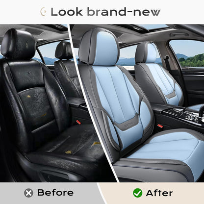 Coverado Seat Covers Full Set, Black Seat Covers for Cars 5 Seats, Car Seat Protector, Waterproof Nappa Leather Car Seat Cushion, Front and Rear Car Seat Cover Fit for Most Sedans SUV Pick-up Truck - Colors A