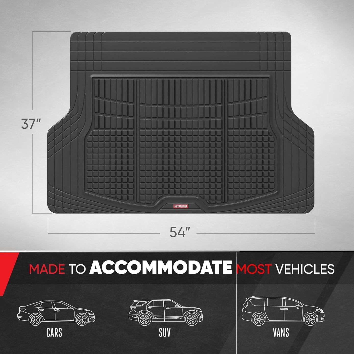 Motor Trend FlexTough Advanced Heavy Duty Black Rubber Car Floor Mats & Cargo Liner for SUV & Car Full Set - Universal Trim to Fit All Weather Automotive Floor Mat & Cargo Liners for SUV, Car, & Van