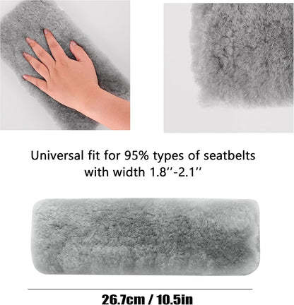 Amooca Soft Faux Fur Universal Fit Seatbelt Cover Car Truck SUV Airplane Seat Belt Shoulder Pad for Carmera Backpack Straps Neck Cushion Protector 2 Pack 10.5in Dark Gray