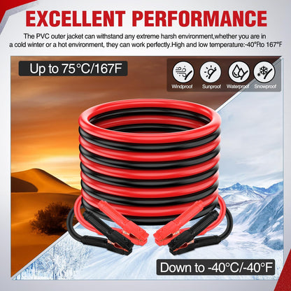 Nilight Jumper Cables for Car Battery 8 Gauge 12 FT Booster Cable Heavy Duty 250 A CCA with Carrying Bag Jump Start Emergency Kit Pickup Vans SUV Sedan Motorcycle