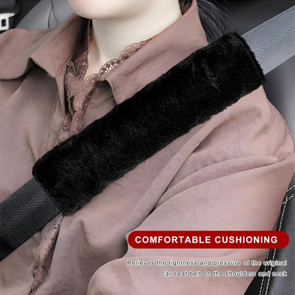 Sun Walker 2PCS Seat Belt Shoulder Pads, Fluffy Soft Plush Auto Seat Belt Pads for Protecting Your Neck & Shoulder, Comfortable Seatbelt Cover Warm Protective Cushion for Most Cars (Purple)