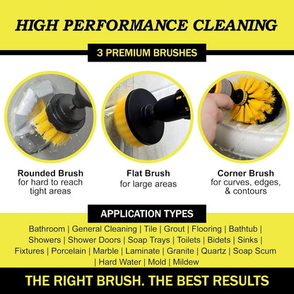 Drillbrush Car Detailing Kit | Drill Brush Set – Soft Bristle Power Scrubber Attachments for Cleaning Car Interior, Upholstery, Carpet, Seats, Wheels, Rims, Dash, Console, and Trim - Nylon Scrub Brush