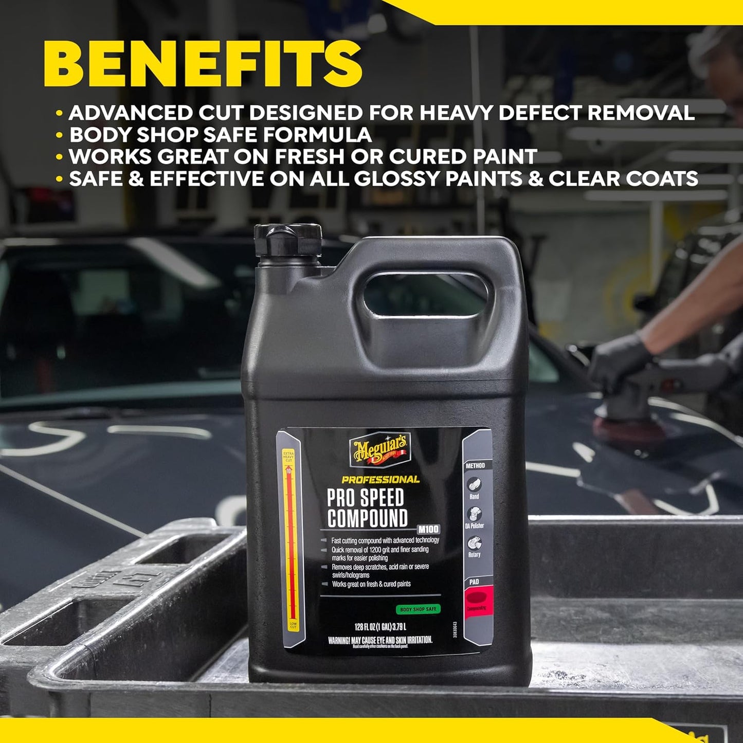 Meguiar's Pro Speed Compound M10032, Fast-Cutting Rubbing Compound for Cars, Offers Heavy Scratch and Swirl Removal, Professional Car Polish, Car Compound Removes up to 1200 Grit Sanding Marks, 32 Oz