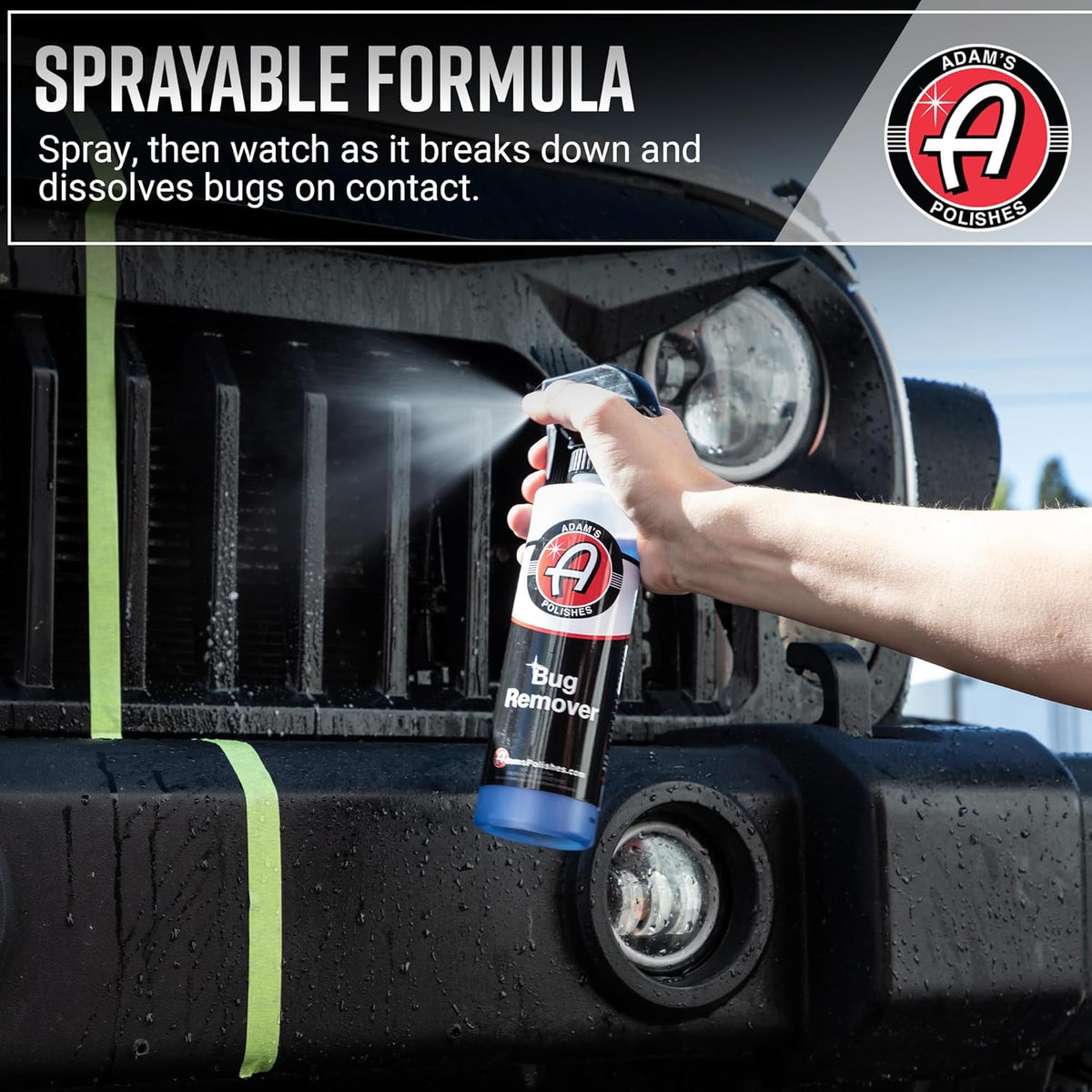 Adam's Car Bug Remover (16oz) - Powerful Car Bug Remover For Car Detailing | All Purpose Spray Removes Bug & Tar From Plastic, Rubber, Metal, Chrome, Glass, RV, Boat, Motorcycle