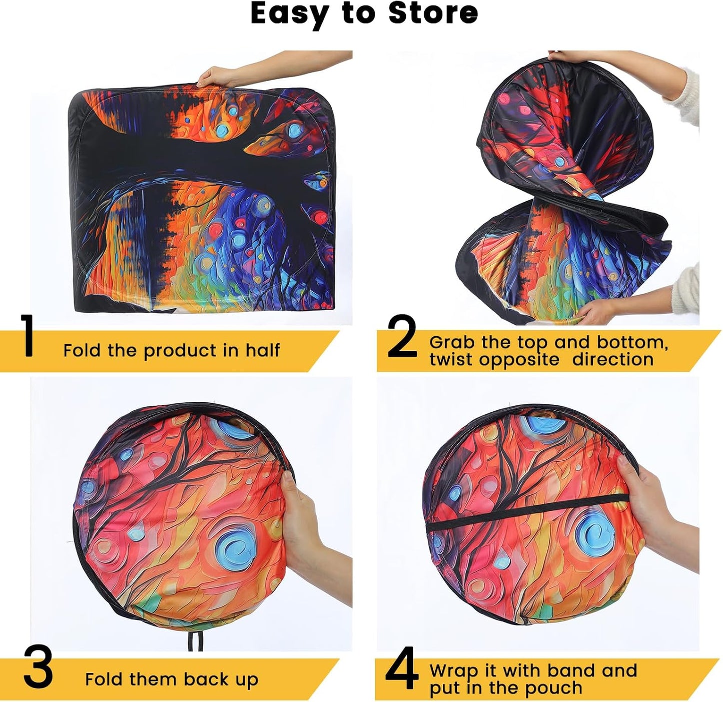 Iridescent Sun Shade for Car Windshield, Foldable Universal Car Windshield Upgrade Sunshade Enhanced UV Rays Reflective Sun Visor Shade Keeps Vehicle Cool