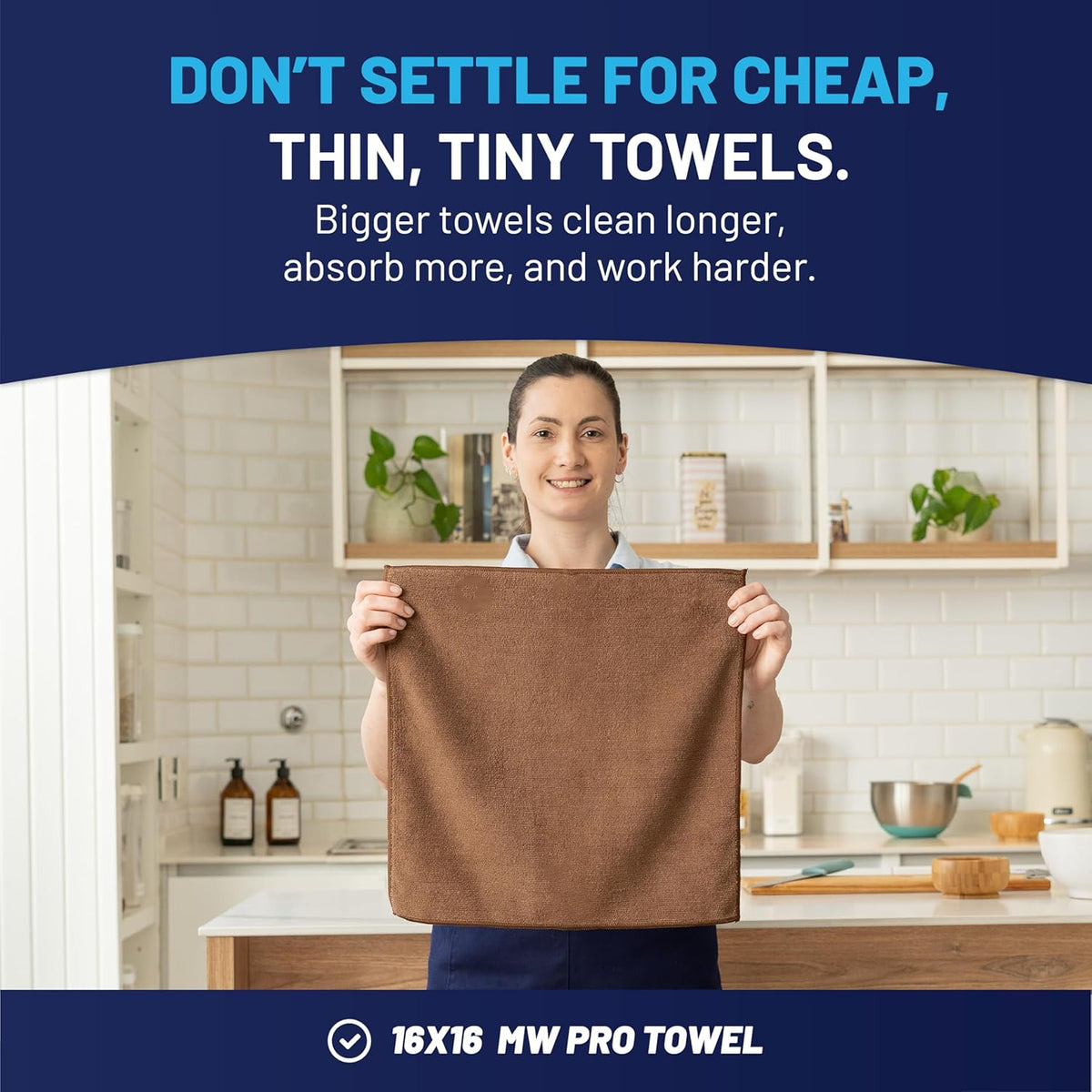 Microfiber Wholesale MW Pro 16x16 Auto Detailing Towels - Plush Car Drying Cloths for Wax Removal, Interiors & Body Shops - Scratch Free (Black, 12-Pack)