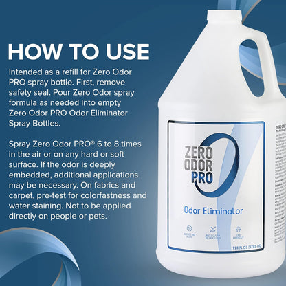 Zero Odor Pro Commercial Strength Odor Eliminator, Room Deodorizer and Air Freshener, Trigger Spray, 32 oz, White/Blue