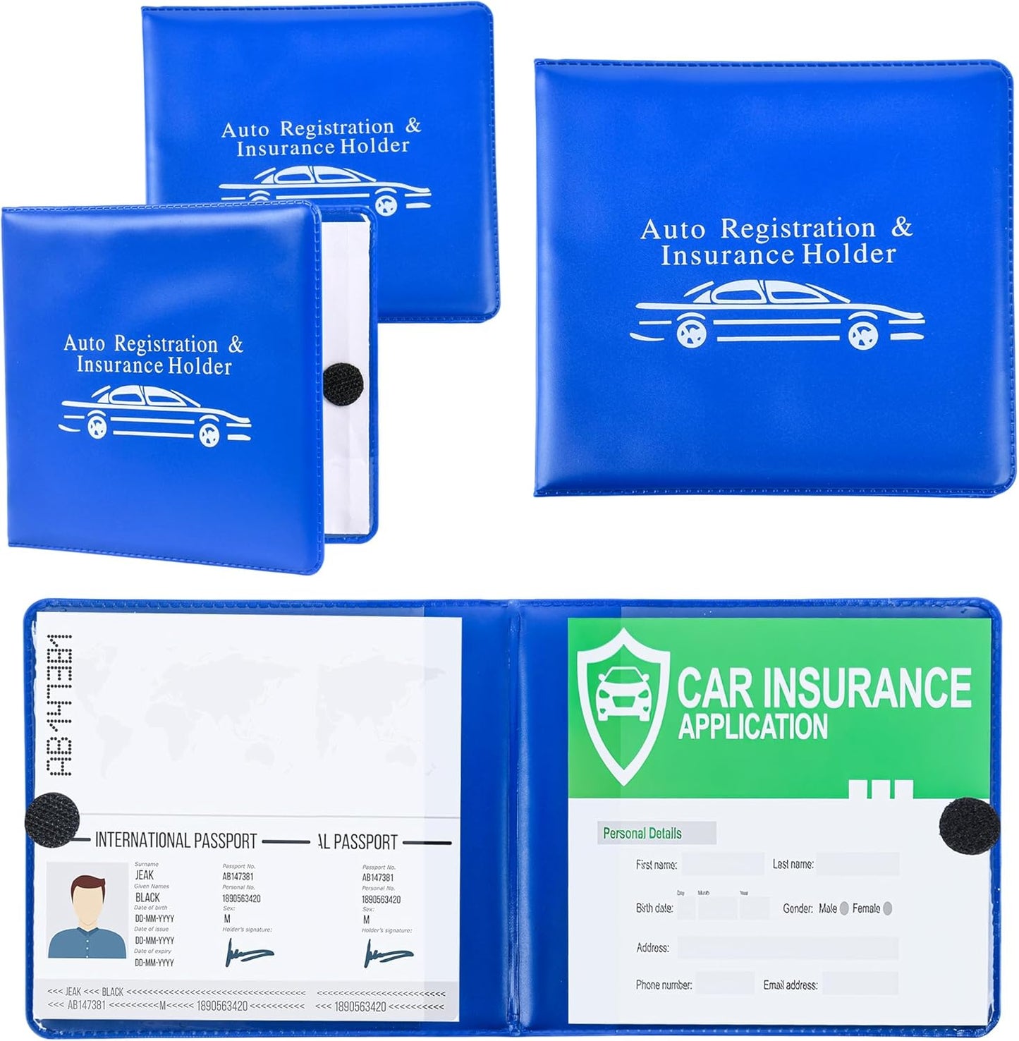 Pacific Mailer Auto Registration and Insurance Card Holder 2 Packs Car Document ID Holder Glove Box Organizer Car Accessories, Black