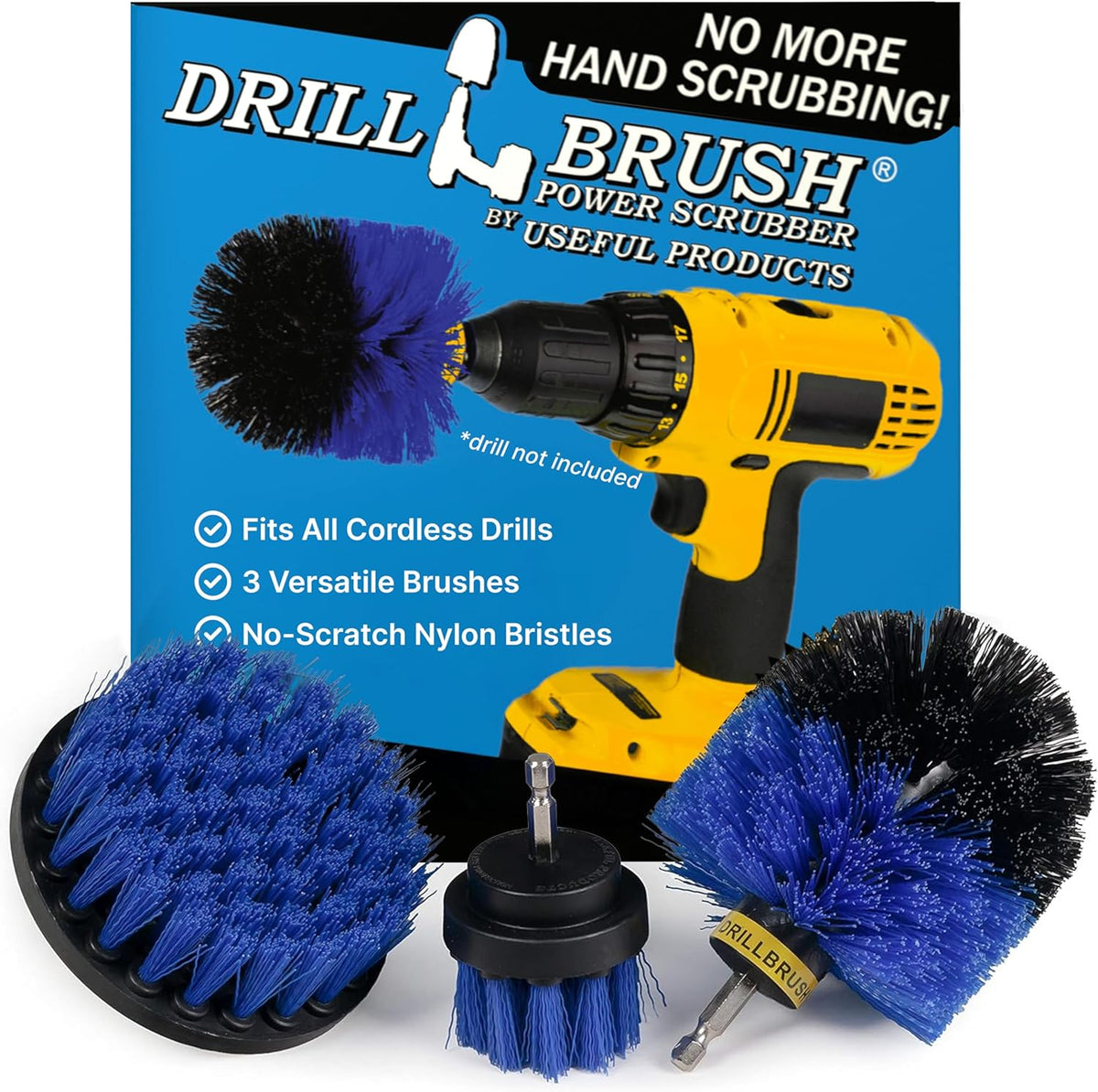 Drillbrush Car Detailing Kit | Drill Brush Set – Soft Bristle Power Scrubber Attachments for Cleaning Car Interior, Upholstery, Carpet, Seats, Wheels, Rims, Dash, Console, and Trim - Nylon Scrub Brush