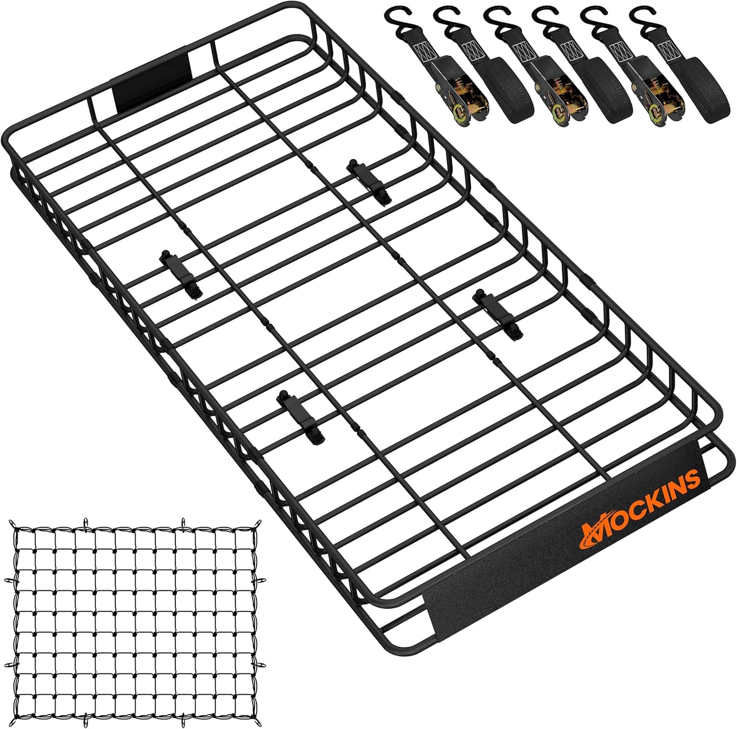 Mockins 16 Cu Ft Weatherproof No Rack Rooftop Cargo Carrier Bag 45"x34"x18" | Rooftop Cargo Bag for Top of Car | Car Topper Luggage Carrier Waterproof Set w/ Accessories | Vehicle Soft-Shell Carriers