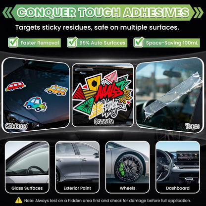 Adhesive Remover Spray for Cars – Paint Safe Formula Removes Glue, Stickers, Labels, Tape Residue, Gum & Tar, Streak-Free Cleaner for Painted, Metal, Plastic & Glass Surfaces, 100ml