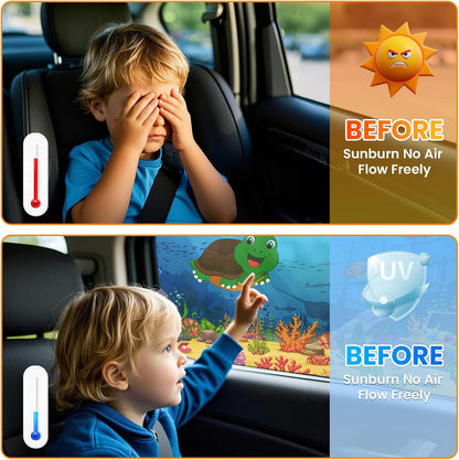 Car Window Shades(2 Pack)-Side Window Sun Shades, UV Protection Breathable Spandex Baby Window Covers, Universal Fit Most of Cars, Protect Privacy for Family-(27.2"x39.8"), Black