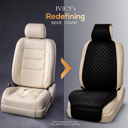IVICY Faux Linen Front Car Seat Cover – Non-Slip Bucket Seat Protector for Most Cars, SUVs, Vans & Trucks – 1 Seat Cover, Machine Washable, Side-Airbag Friendly, Light Beige
