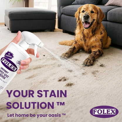 FOLEX Instant Carpet Spot Remover 32 oz – Powerful Stain Remover for Carpets, Upholstery & Rugs – Eliminates Pet Stains, Grease, Red Wine, Food, Makeup & More – With Reusable Cleaning Cloth - 1 Pack