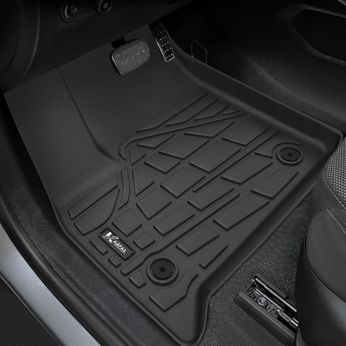 KARPAL Floor Mats for 2007-2013 Chevy Silverado & GMC Sierra 1500 Crew Cab / 2007-2014 2500/3500 HD(Footwell Coverage), All-Weather TPE Custom Fit Floor Liners Car Accessories