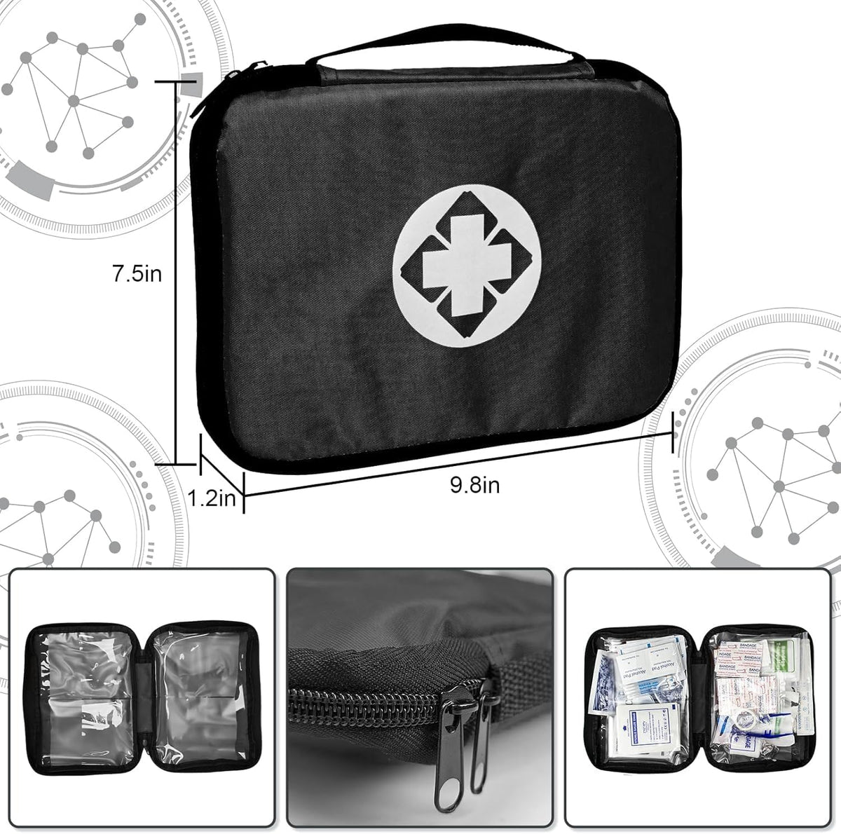 Travel-First Aid-Kit Car-Home 300PCS Survival-Kit Outdoor-Adventure - Small Portable Red Emergency Essential Sets Office Hiking Camping Business Public Must Have First Aid Gear Equipment 1st Aid