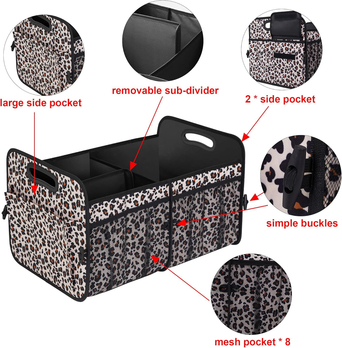 Femuar Car Trunk Organizer with Large Capacity Waterproof Car Accessories for Women & Men, Collapsible Trunk Organizer for Suv/Jeep/Sedan,Tools (Black, Standard)