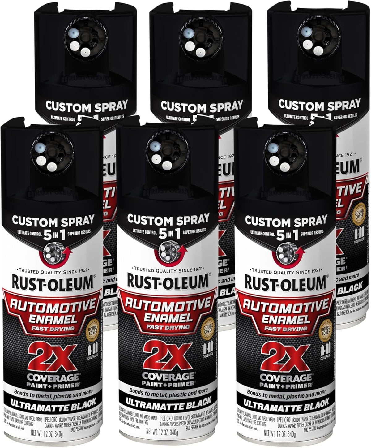 Rust-Oleum 2X Automotive Enamel Custom Spray 5-in-1 Spray Paint, 12 oz, Gloss Clear