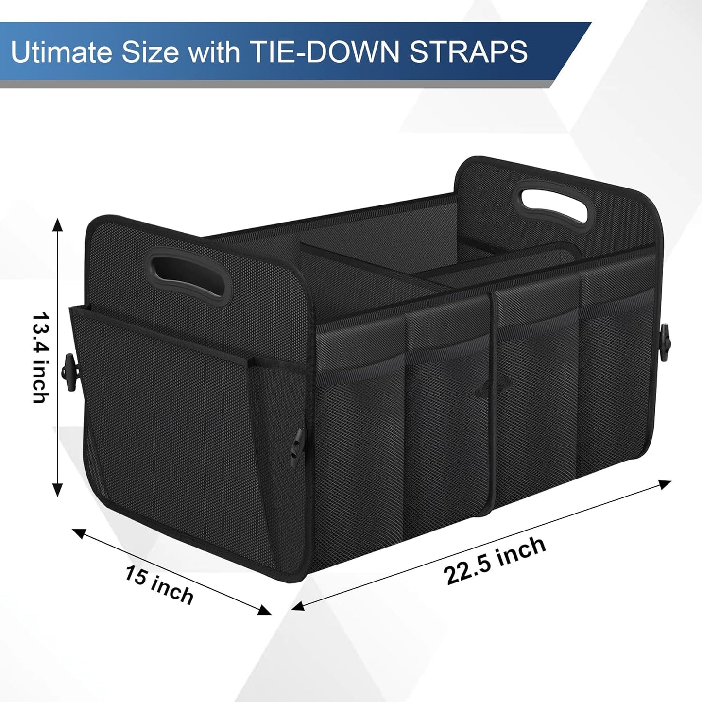 Femuar Car Trunk Organizer with Large Capacity Waterproof Car Accessories for Women & Men, Collapsible Trunk Organizer for Suv/Jeep/Sedan,Tools (Black, Standard)