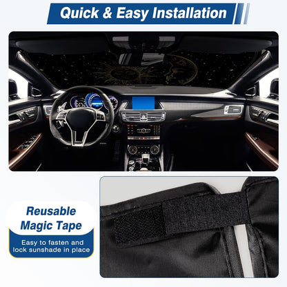 Windshield Sun Shade - Car Sun Shade Windshield, Reflector Sunshade Offers Ultimate Protection for Car Interior, Foldable Front Window Fit for Hatchback, Truck, SUV, MPV
