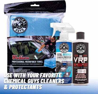 Chemical Guys Workhorse Professional Grade Microfiber Towels for Cars - Black 16x16 Inch Microfiber Cleaning Cloths for Home & Pet Drying, Soft & Scratch-Free, Washing, Drying & Cleaning, 3 Pack