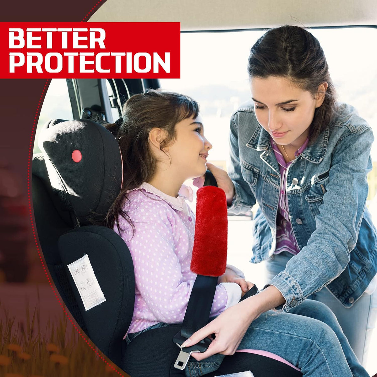 Boao 4 Pack Faux Sheepskin Car Seat Belt Pads Seatbelt Protector Soft Seat Belt Shoulder Strap Cover Comfort Harness Pad(Black, 9.9 Inch)