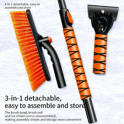 39" Extendable Snow Brush with Ice Scraper & Squeegee for Car Windshield,Rotating Auto Snow Brush with Foam Grip,Heavy Duty Car Snow Brush and Ice Scraper Combo for Truck SUV,Orange
