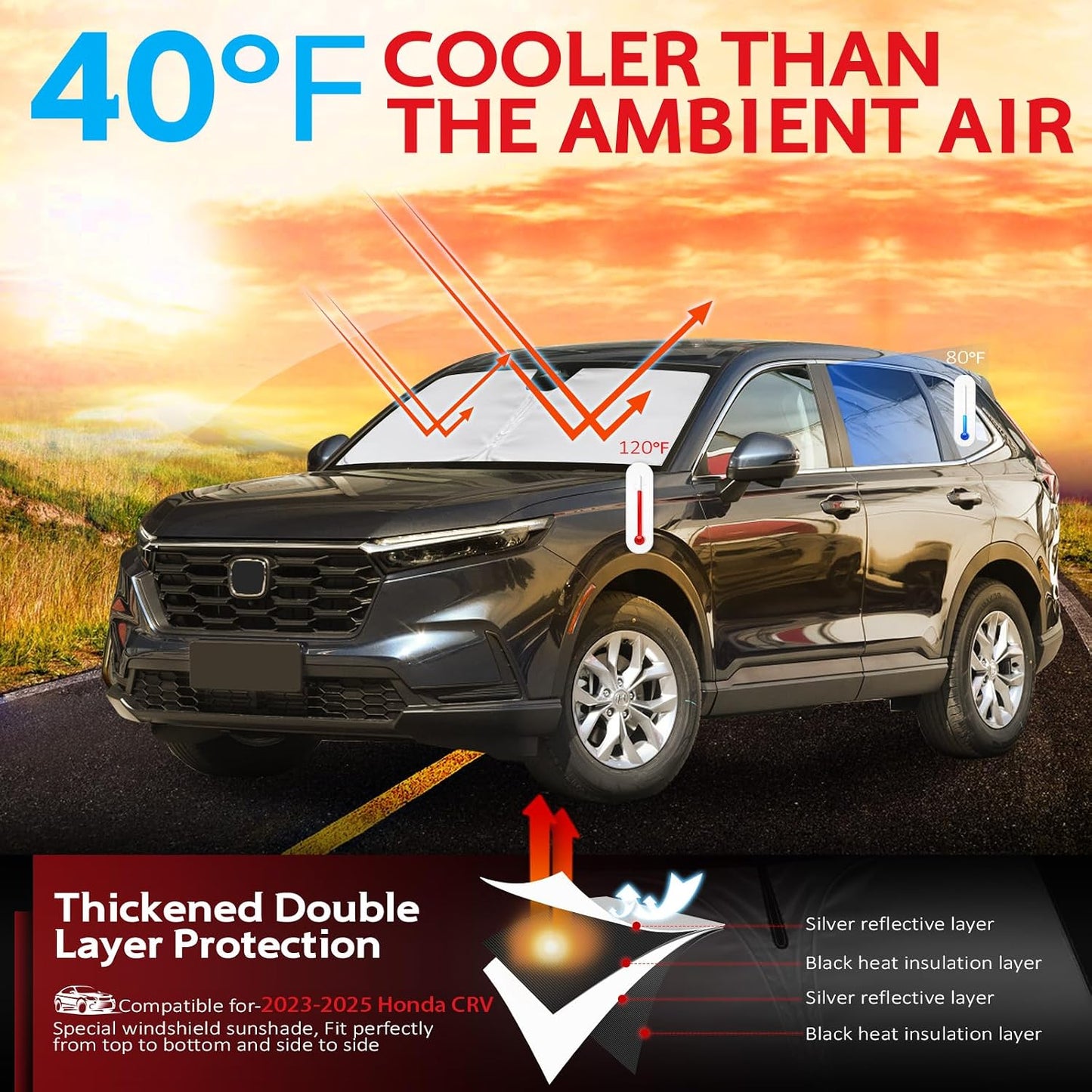 KAYZT Windshield Sun Shade for 2019-2025 2026 Chevy Silverado 1500 /GMC Sierra 1500 2500HD 3500HD Foldable Sunshade Front Window Custom Fit Car Accessories - Colors B