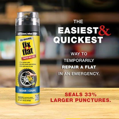 Fix-A-Flat S60420 Aerosol Emergency Flat Tire Repair and Inflator, for Standard Tires, Eco-Friendly Formula, Universal Fit for All Cars, 16 oz. (Pack of 1)