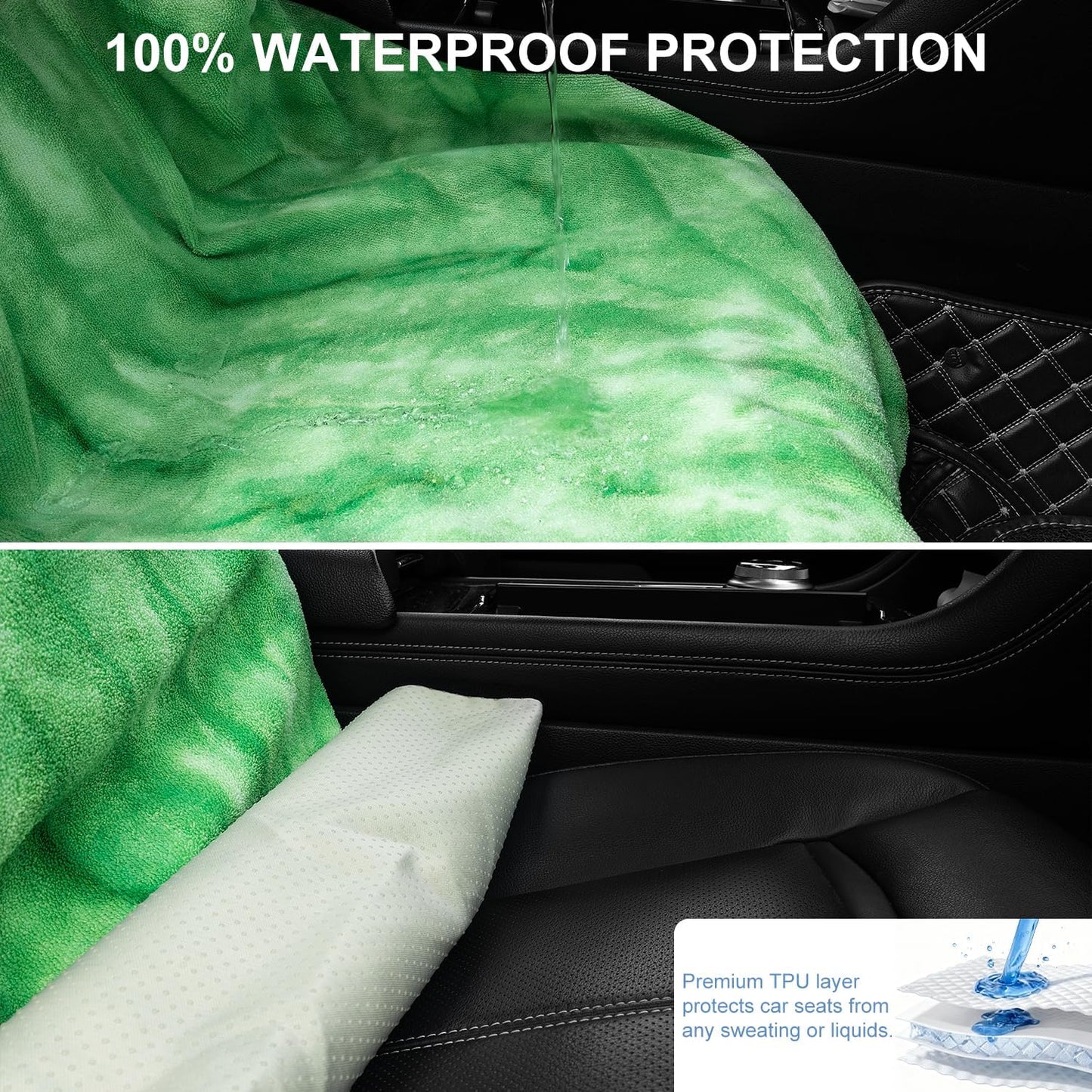 Waterproof Sweating Car Seat Cover for Post Gym Workout, Running, Swimming, Beach and Hiking, Universal Fit Non-Slip Towel Bucket Seat Protector for Cars SUV Trucks, Machine Washable (Grey)