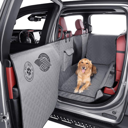 Ruff Liners XL Floor Cover with Door Protection, Black – As Seen on Shark Tank – Fits Full Size Crew Cab Trucks with Fold Up Seats, Waterproof & Machine Washable – Sturdy XL Dog Hammock for Truck