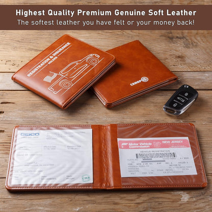 CANOPUS Car Registration & Insurance Holder with Magnetic Closure, Vehicle Document Organizer, Auto Glove Box Wallet, Includes 2 EZ Pass Strip Sets – Truck