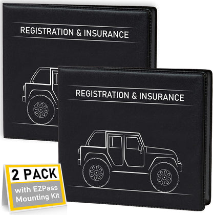 CANOPUS Car Registration and Insurance Holder, Car Document Holder, Vehicle Registration and Insurance Card Holder, Wallet for Auto, Trailer, Motorcycle, Truck, Vehicle Paperwork Organizer (2 Pack)