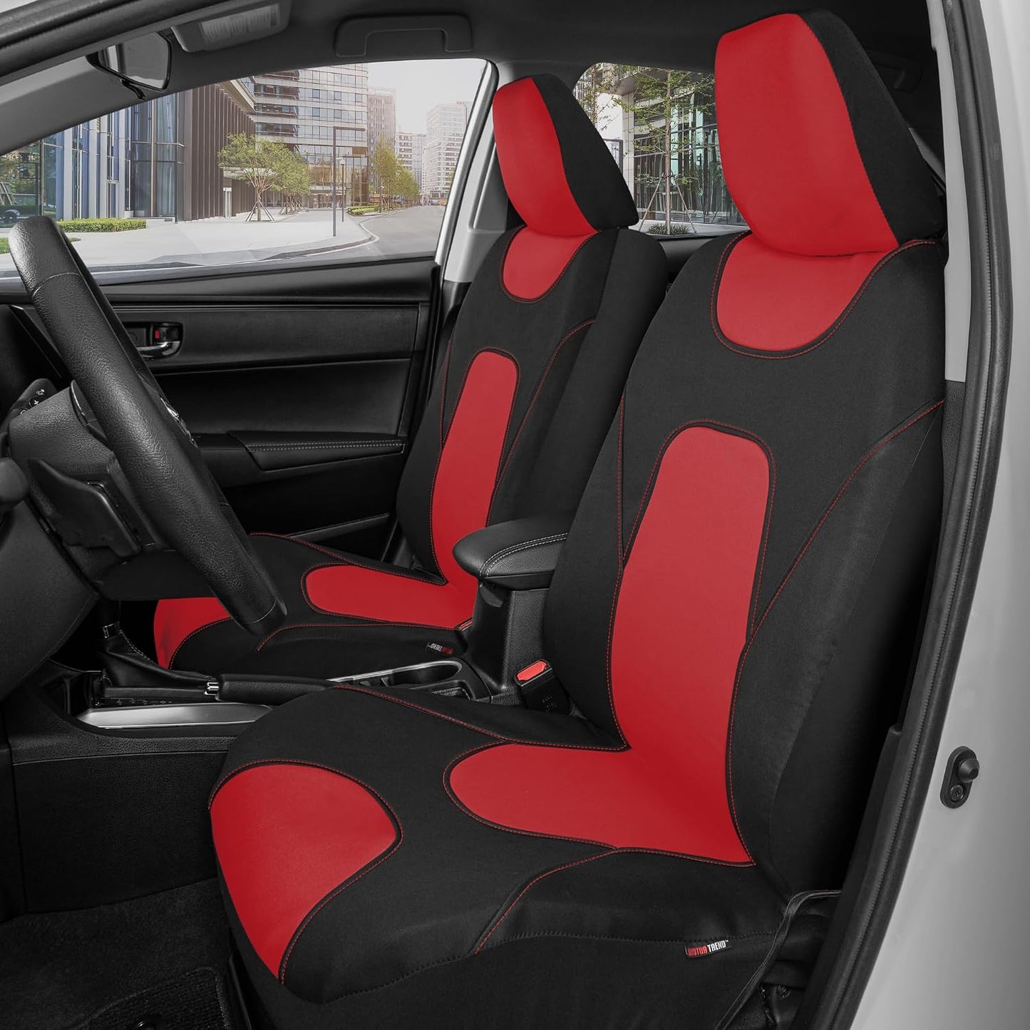 Motor Trend AquaShield Waterproof Front Seat Covers, Black Seat Covers for Cars – Neoprene Front Car Seats Cover, SUV Seat Covers Protector - Car Interior Cover for Auto, Trucks, & Dog Owners