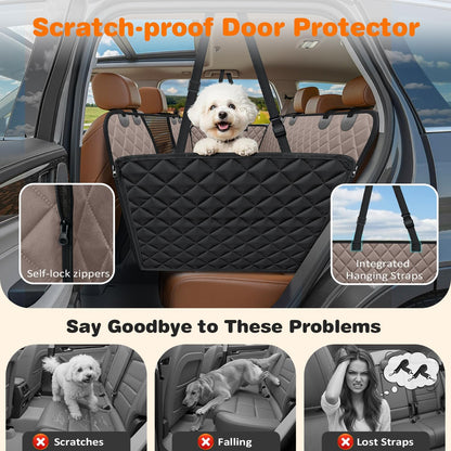 URPOWER 4 in 1 Dog Car Seat Cover for Back Seat, Waterproof Dog Hammock with Mesh Window and Side Flap Pet Car Seat Protector Dogs Backseat Cover for Cars, SUVs & Mid-Size Trucks
