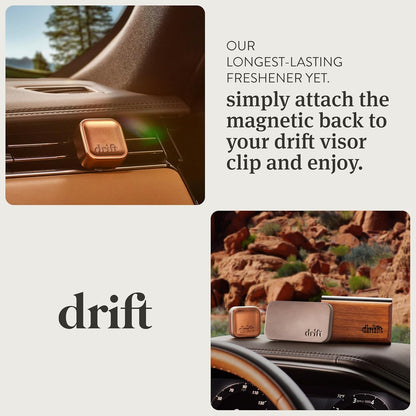 Drift Metal Vent Clip Starter Kit - Car Air Freshener - Scent Diffuser for Car - Metal Odor Eliminator - Amber