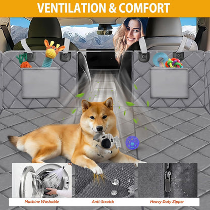 Back Seat Extender for Dogs-Large Space, Dog Car Seat Cover Hard Bottom Holds 420lbs, Sturdy Backseat Extender for Dogs,Upgraded Waterproof Pet Car Bed Dog Hammock for Car, SUV,Truck, Black