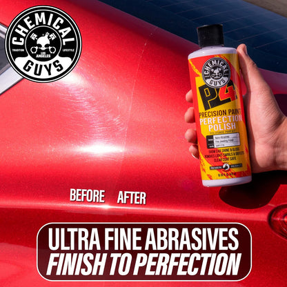 Chemical Guys C4 & P4 Clear Cut Correction Compound and Precision Paint Perfection Polish Combo - Removes Scratches, Swirls, Towel Marks, and Etching, Restores Gloss, Polishing Kit - 2 x 16 oz