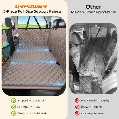 URPOWER 2026 Upgraded Back Seat Extender for Dogs - Large Hard Bottom Dog Car Seat Cover Holds 550lbs, Waterproof Dog Hammock Pet Bed with High-Density Foam Non-Slip Backseat Protector