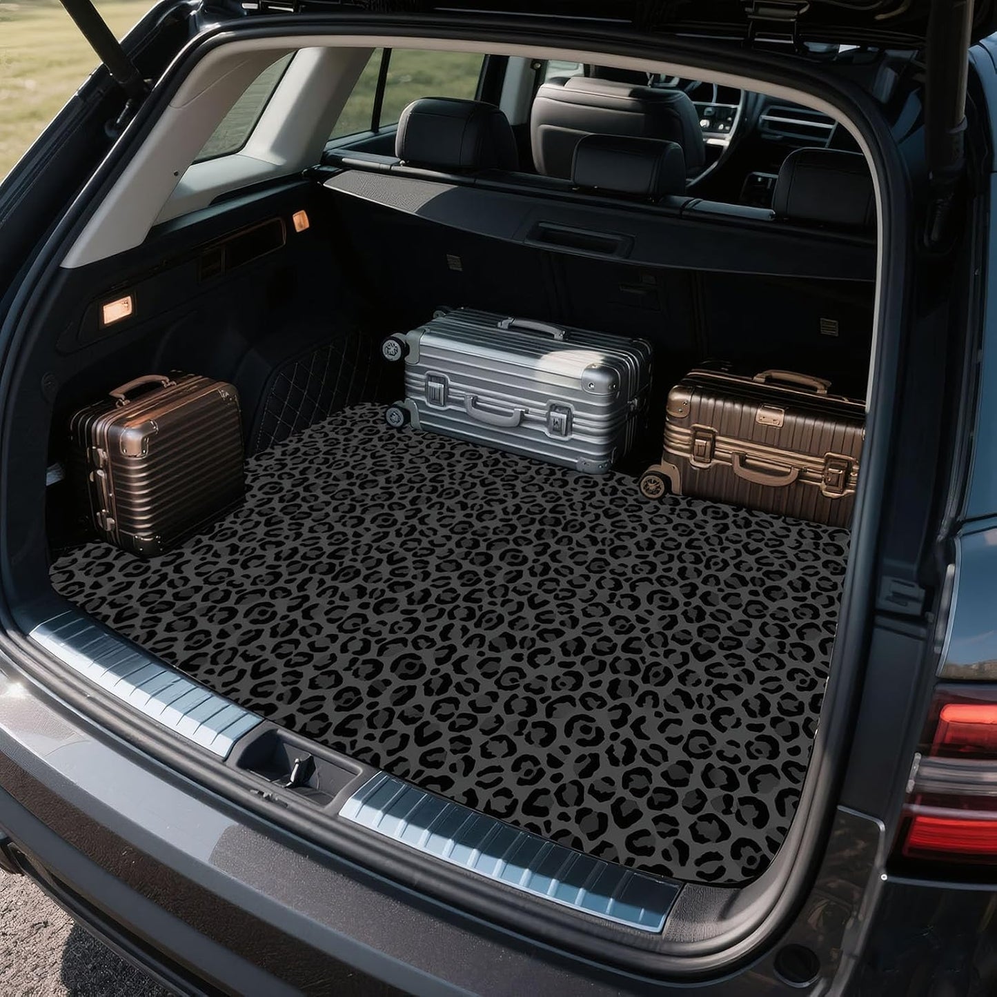 Universal Car Trunk Mat 29" x 39",Purple Colorful Flowers All Weather Trunk Protection Cargo Liner, Durable Cargo Mat Rear Trunk Liner,Stylish Vehicle Interior Accessories Suitable for Most Car Models