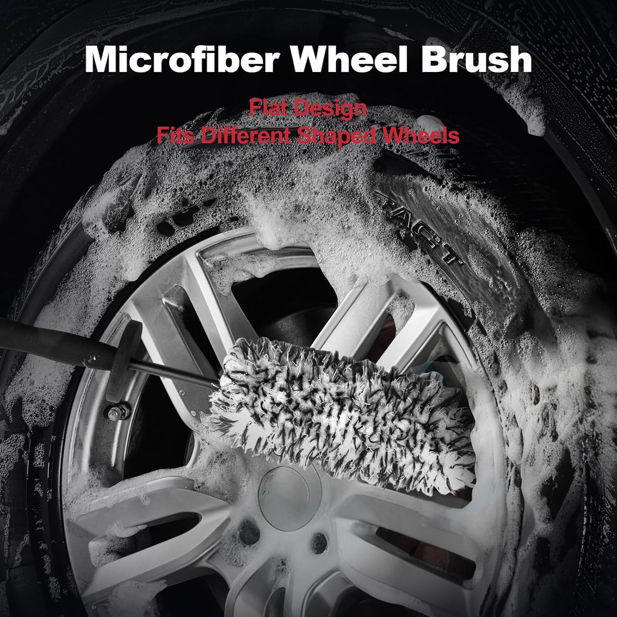 9PCS Professional Wheel Detailing Kit - Microfiber Flat Rim Brush w/Removable Cover, Boar Hair Detail Brush, Cleaning Pads, Towel & Storage Bag | Scratch-Free for All Vehicles
