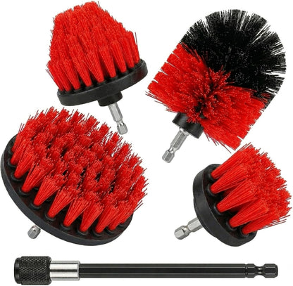 Drill Brush Attachment Set, 5 Pack Power Scrubber Cleaning Brush Kit with Extension Rod for Bathroom, Tub, Tile, Grout, Kitchen, Floor and Wheel Rims (Blue)