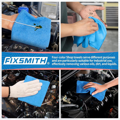 FIXSMITH Shop Towels, Pack of 200, Grey Microfiber Cleaning Cloth Bulk, Microfiber Towels for Cars, All-Purpose Absorbent Cleaning Rags, Dust Cloth for Automotive, Mechanic, Garage, 11.5 x 11.5 inch