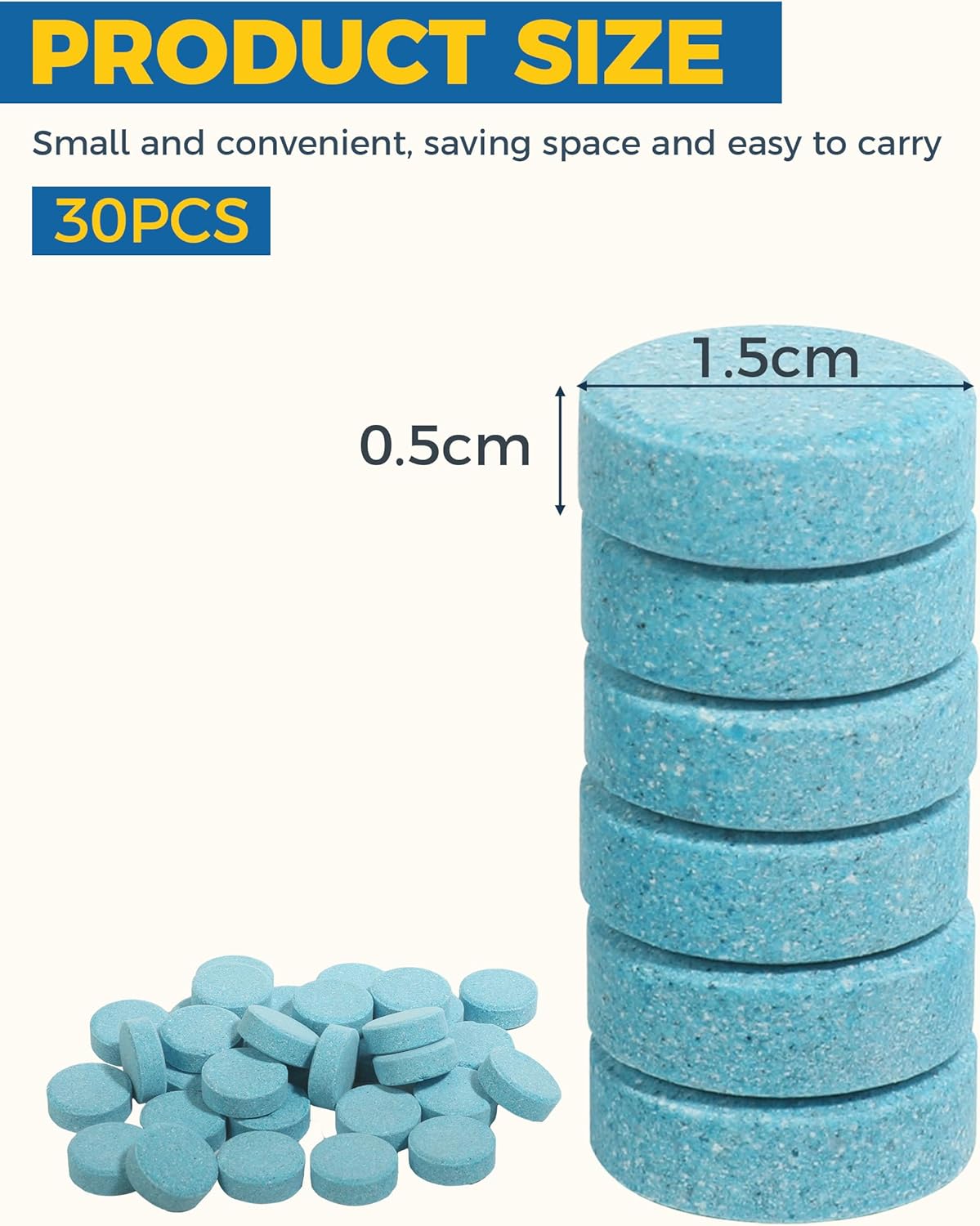 30PCS Windshield Fluid,Windshield Washer Tablets,Car Accessories Washer Fluid Tablets,Car Windshield Washer Fluid，Concentration Wiper Fluid Tablets，Remove Glass Stains,Fit for Car Window Glass