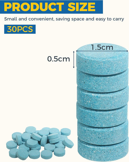 30PCS Windshield Fluid,Windshield Washer Tablets,Car Accessories Washer Fluid Tablets,Car Windshield Washer Fluid，Concentration Wiper Fluid Tablets，Remove Glass Stains,Fit for Car Window Glass