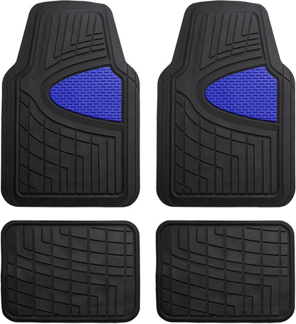 FH Group Automotive Floor Mats - Heavy-Duty Rubber Floor Mats for Cars, Universal Fit Full Set, Climaproof & Trimmable Floor Mats for Most Sedan, SUV, Truck, Black